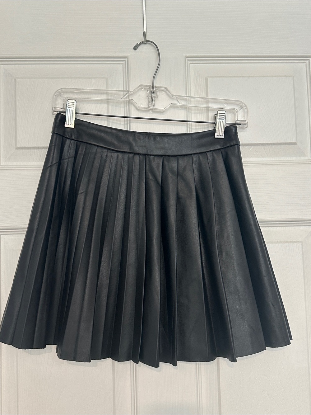 Zara Black Pleated Faux Leather Mini Skirt